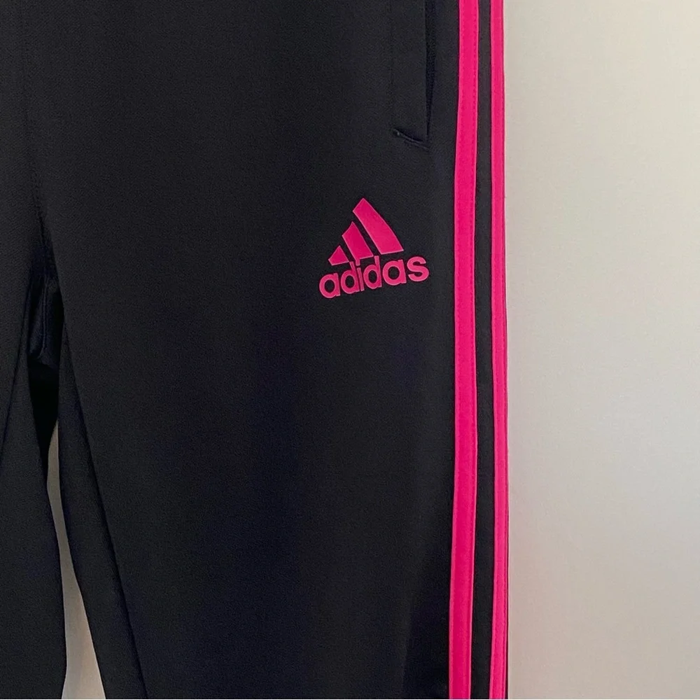Adidas Girls Youth Soccer Black and Pink Athletic Pants, Size Youth Large - Picture 3 of 8